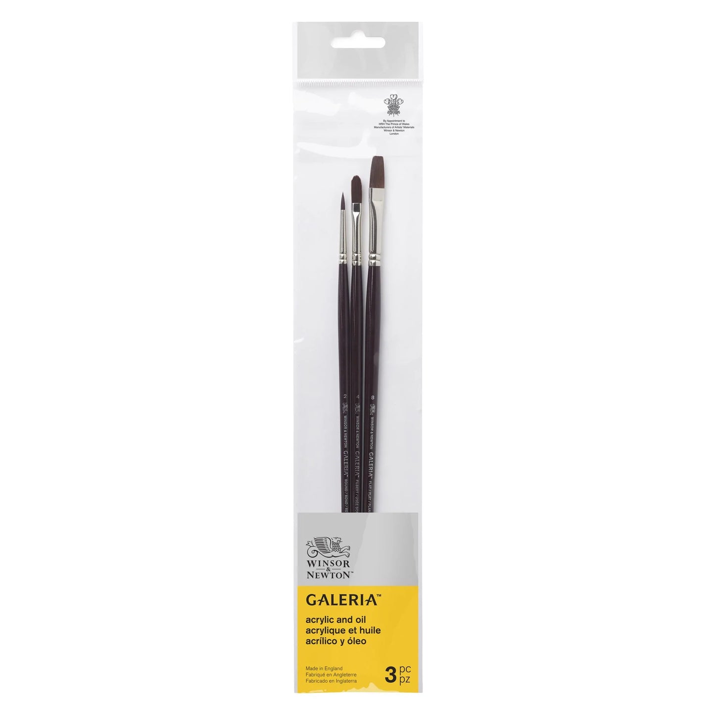 Ensemble de 3 pinceaux pour l'acrylique et l'huile Galeria #2 Winsor & Newton