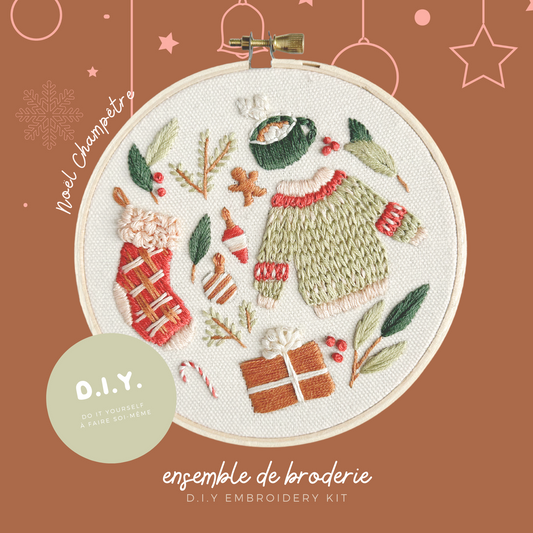 Ensemble de broderie D.I.Y. - Noël Champêtre - Brodé Serré