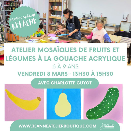 Atelier mosaïque de fruits et légumes à la gouache-acrylique (6 à 9 ans)