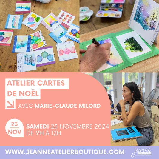 Atelier de création de cartes de Noël - Aquarelle et techniques mixtes avec Marie-Claude Milord