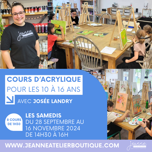 Cours d'acrylique 10 à 16 ans avec Josée Landry