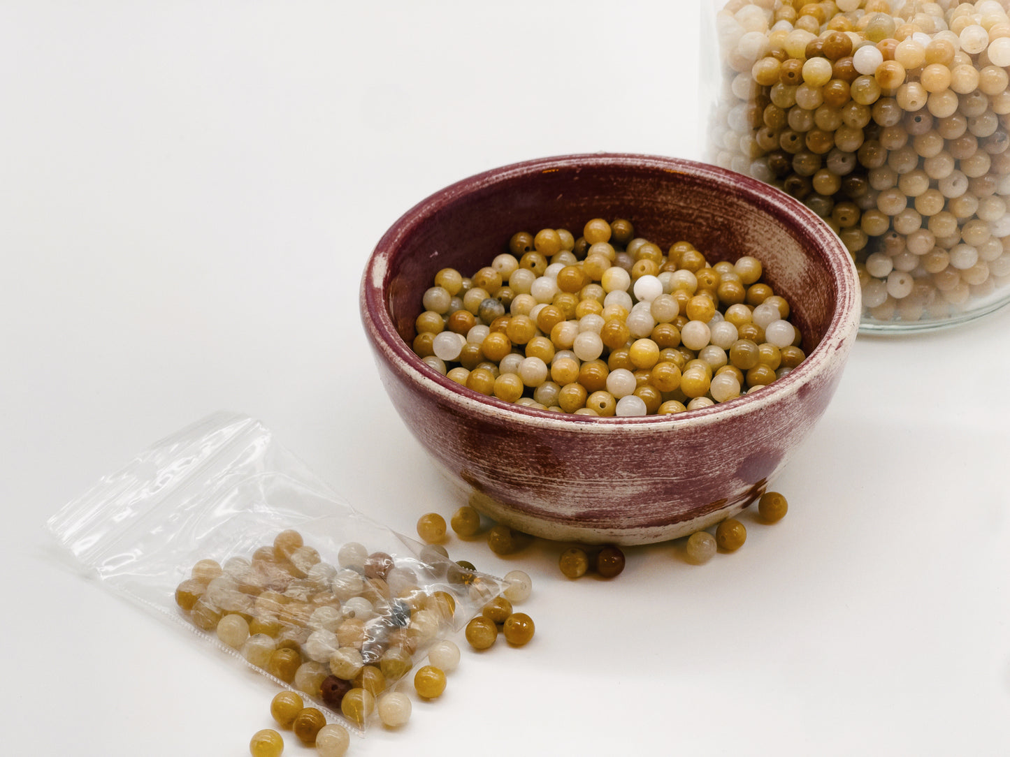 Perles de Jade topaze naturelles - 6 mm (Paquet de 50)
