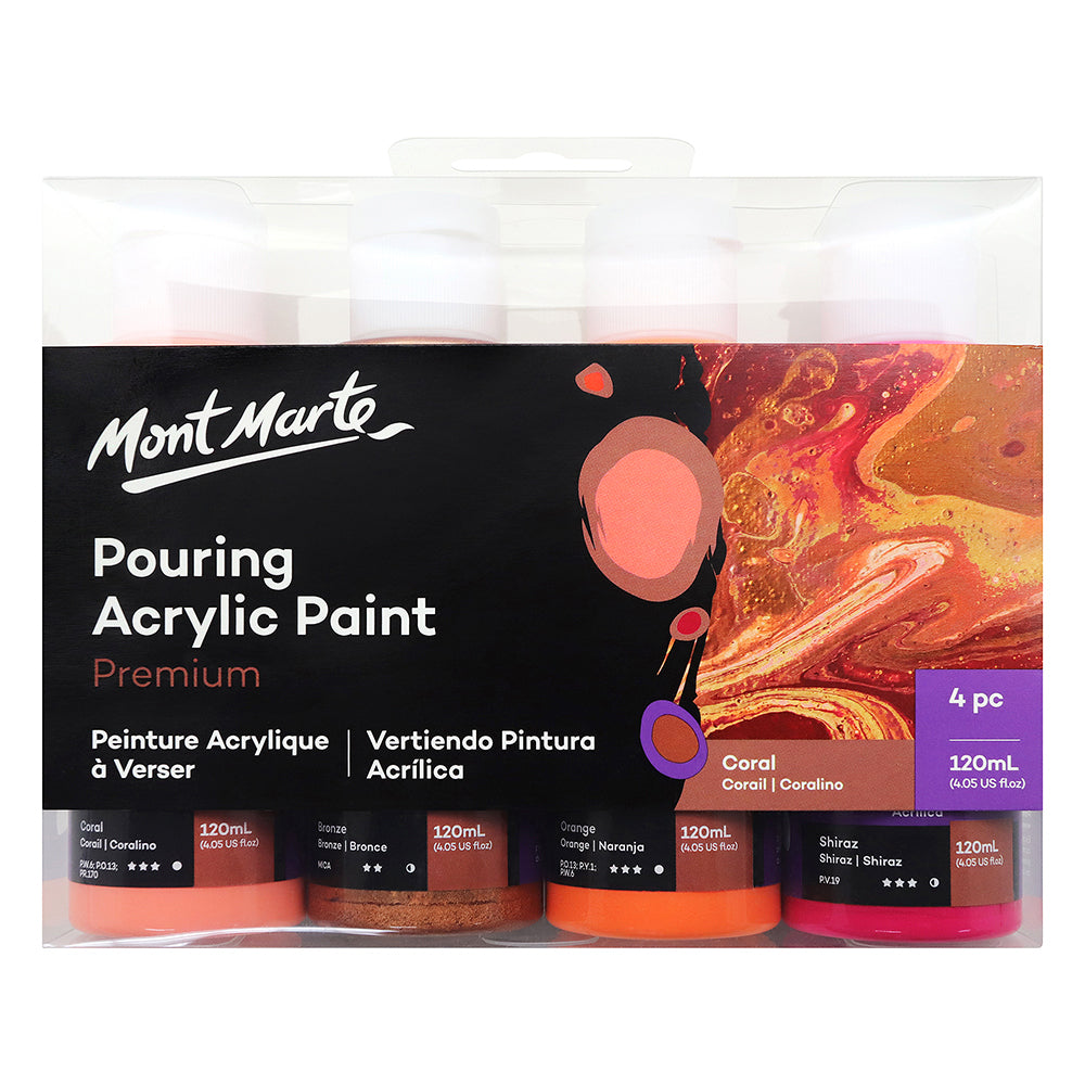 Peinture en acrylique à verser MONT MARTE 120ml - Ensemble de 4 couleurs